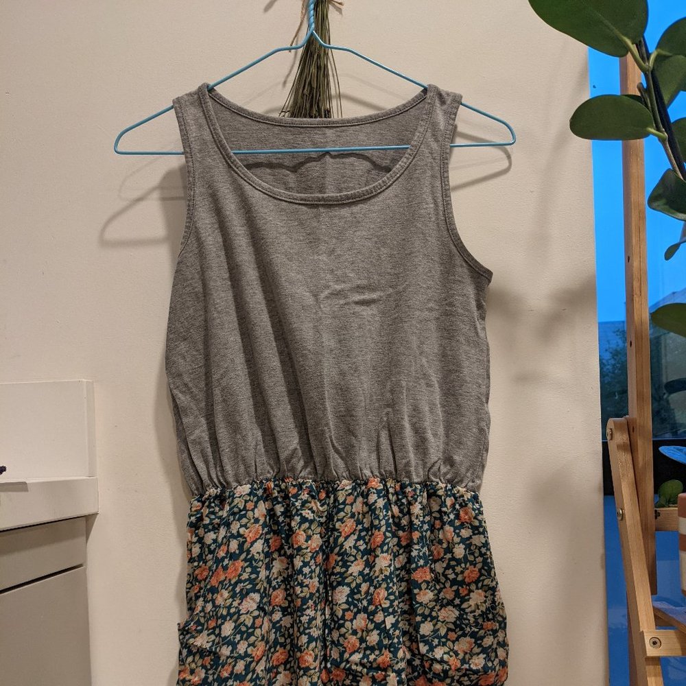 Gray and Teal Floral Dress